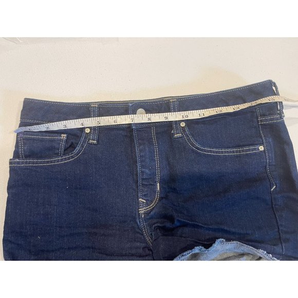 Gap 1969 Womens Slim Cut Off Maddie Shorts Mid Rise Raw Hem Dark Wash Size 27 - Picture 3 of 9